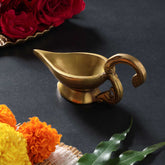 Handcrafted Brass Diya Oil Lamp with Handle - Plain